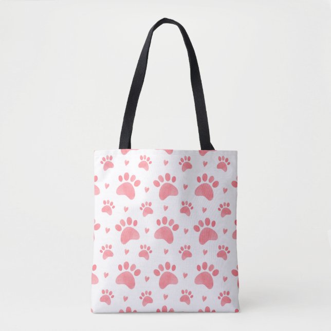 Tote Bag Aquarelle transparente motif des pattes de chat (Devant)