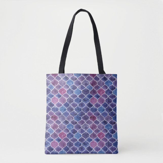 Tote Bag Aquarelle transparente Violet motif floral (Devant)