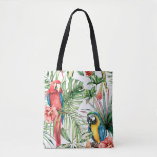 Tote Bag Aquarelle tropicale sans coutures motif avec perro