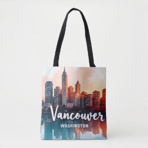 Tote Bag Aquarelle Vancouver État de Washington skyline