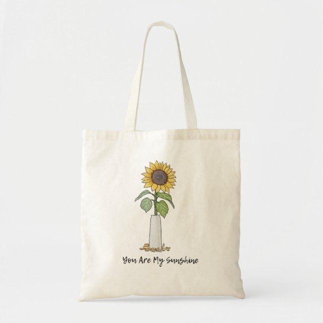 Tote Bag Aquarelle Vase de tournesol de ferme peinte à la m (Devant)