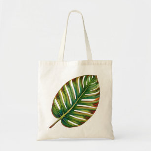 Tote Bag Aquarelle Vert Turquoise jaune rouge Feuille tropi