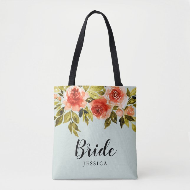 Tote Bag Aquarelle verte à la menthe (Devant)