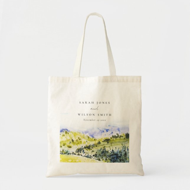 Tote Bag Aquarelle verte Jaune Campagne Hills Mariage (Devant)