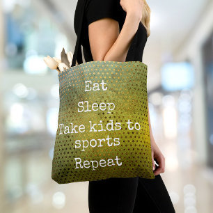 Tote Bag Aquarelle verte Manger Dormir Emmener les enfants