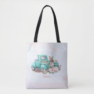 Tote Bag Aquarelle vintage Floral et Yorkshire Terrier Chie