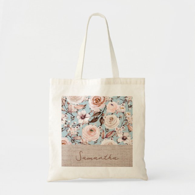 Tote Bag Aquarelle Vintage personnalisée (Devant)