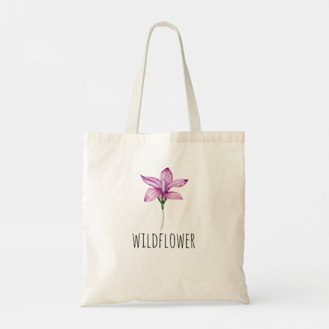 Tote Bag Aquarelle violet Fleur sauvage fille Cadeau fille  (Dos)