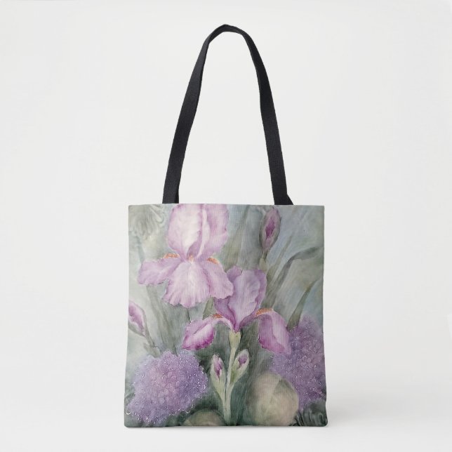 Tote Bag Aquarelle violet Iris Fourre-tout (Devant)