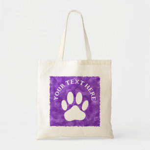 Tote Bag Aquarelle violette blanche du texte personnalisé E