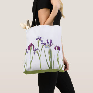 Tote Bag Aquarelle violette élégante Fleurs d'Iris Botaniqu