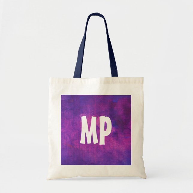 Tote Bag Aquarelle violette et rose Initiales (Devant)