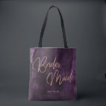 Tote Bag Aquarelle violette Rose or Bridesmaid Monogramme<br><div class="desc">Aquarelle violet foncé & Rose Gold Faux Foil en lettres parfaites pour les mariages d'automne ou d'hiver Monogramme sacs fourre-tout de femme de chambre Avec une police de script à la main tendance! ~ Regardez ma boutique pour voir toute la collection de mariages avec ce design!</div>
