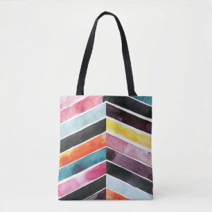 Tote Bag Aquarelle vive Chevron I