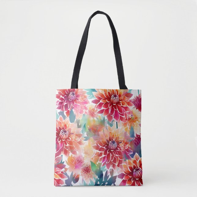 Tote Bag Aquarelle vive Dahlia (Devant)