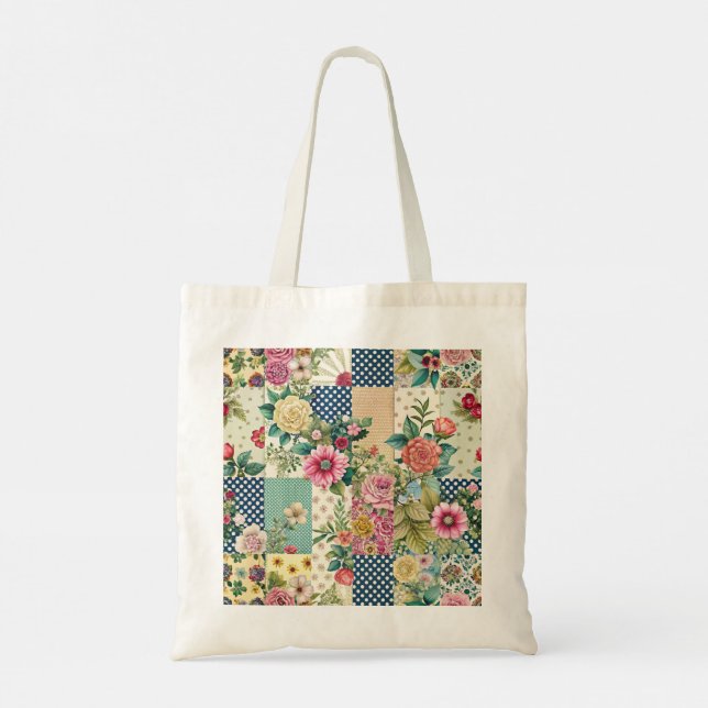 Tote Bag Aquarelle vive Ressort floral Patchwork Seamles (Dos)