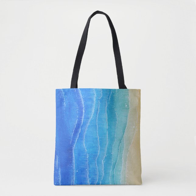 Tote Bag Aquarelle vue mer et plage. (Devant)