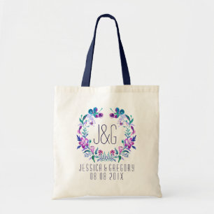 Tote Bag Aquarelles colorées Courbe fleurie