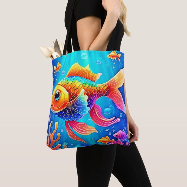 Tote Bag Aquarium coloré Poisson Art (De près)