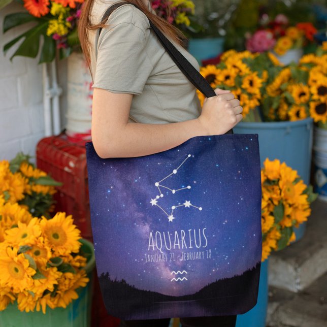 Tote Bag Aquarius | Constellation Zodiaque personnalisée (Créateur téléchargé)