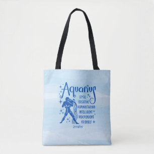 Tote Bag Aquarius moderne Zodiac Horoscope Personnalisé