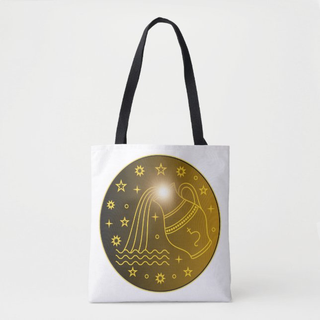 Tote Bag Aquarius Zodiac Emblem | Minimal Celestial Symbol (Devant)