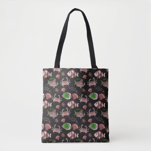 Tote Bag Aquatic animals pattern | ocean underwater life 12 (Devant)