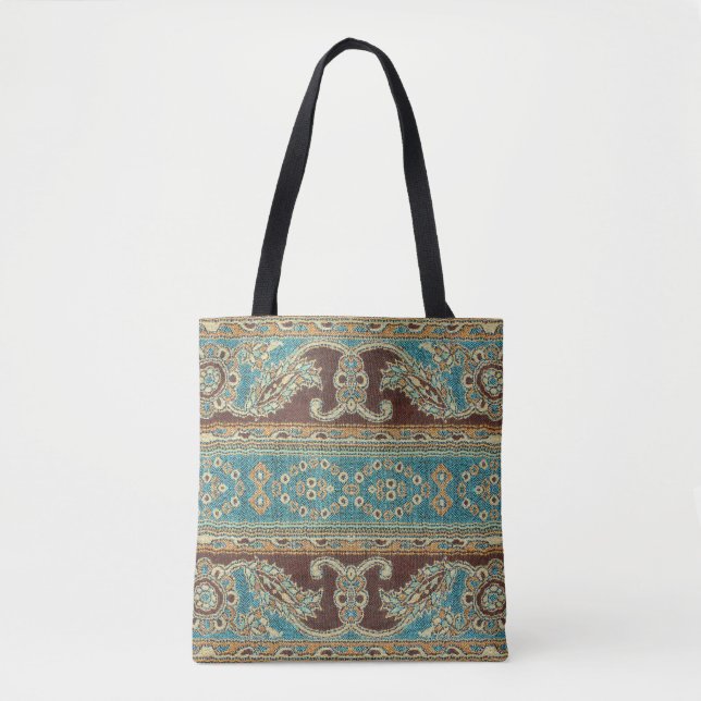 Tote Bag Arabesque Fabric Paisley Oriental Design (Devant)