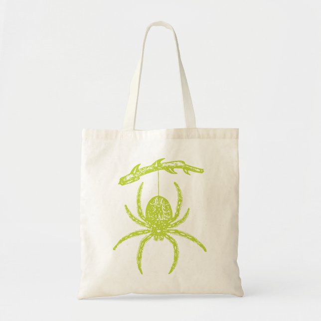 Tote Bag Araignée Verte Suspendue De Branche (Devant)