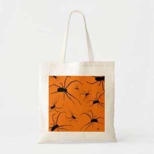 Tote Bag Araignées d'Halloween orange Motif, Araignée noire