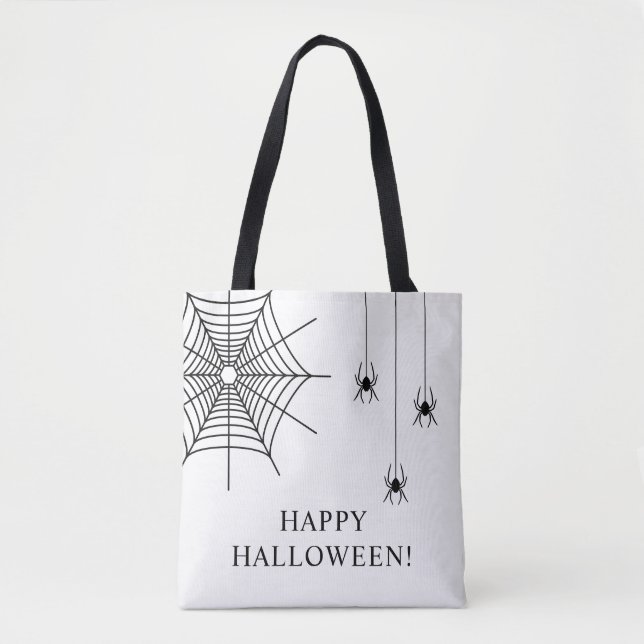 Tote Bag Araignées Simples Et Toile D'araignée Joyeux Hallo (Devant)