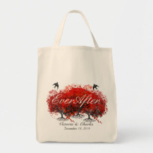 Tote Bag Arbre à feuilles de coeur rouge