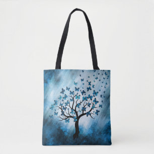 Tote Bag Arbre à papillons - Maïs bleu