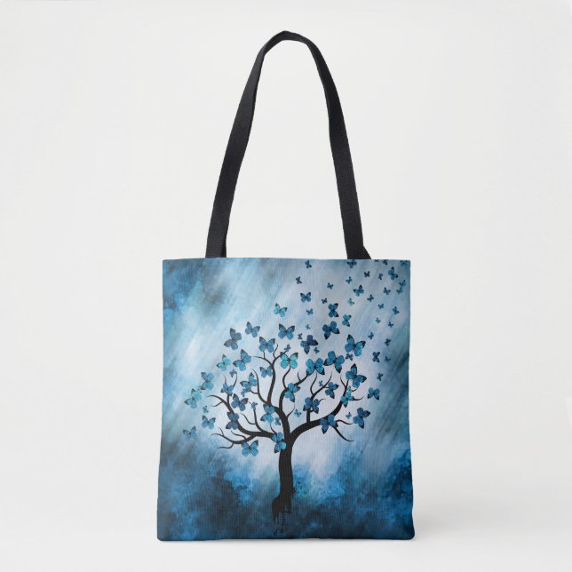 Tote Bag Arbre à papillons - Maïs bleu (Devant)