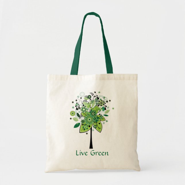 Tote Bag Arbre abstrait vert (Devant)