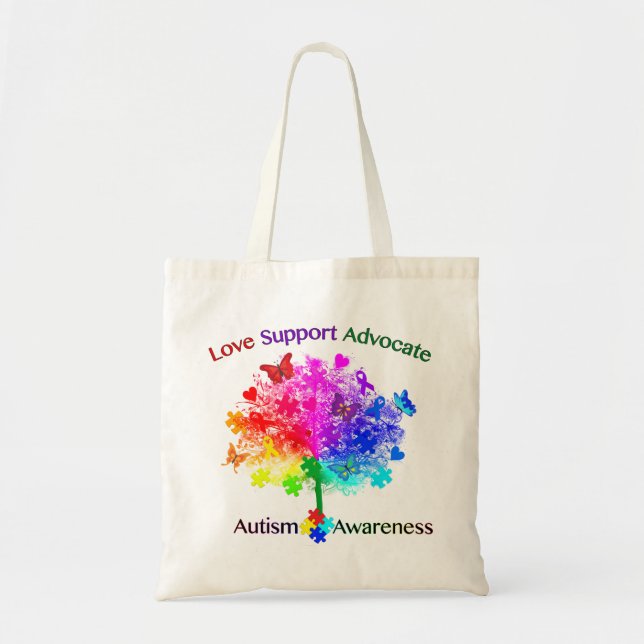 Tote Bag Arbre arc-en-ciel Autisme (Devant)