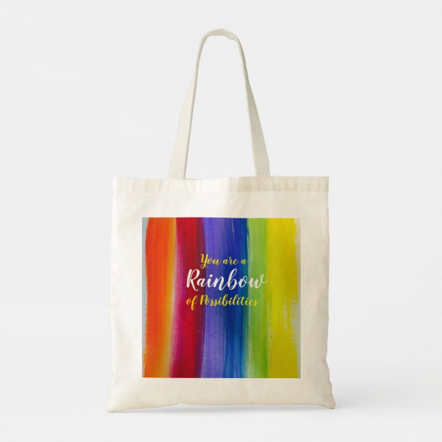 Tote Bag Arbre arc-en-ciel et rayures (Dos)