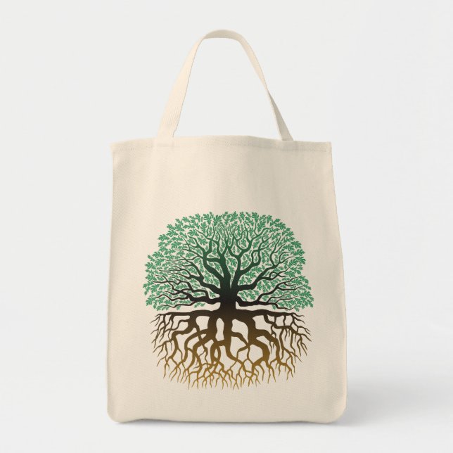 Tote Bag Arbre avec l'épicerie fourre-tout de racines (Devant)