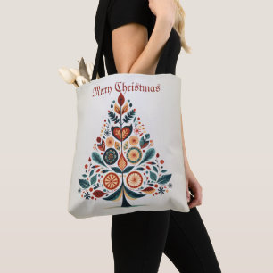 Tote Bag Arbre coloré de Noël Scandinavie Art populaire