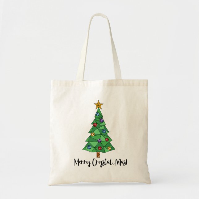 Tote Bag Arbre coloré géométrique tendance Joyeux Noël (Devant)