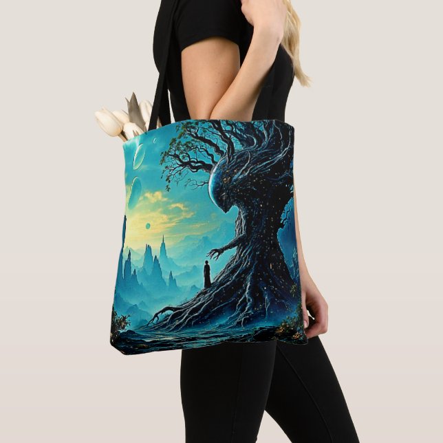 Tote Bag Arbre cosmique de vie Imaginaire (De près)