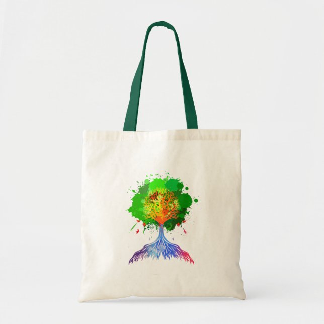Tote Bag Arbre d'arc-en-ciel de la vie (Devant)