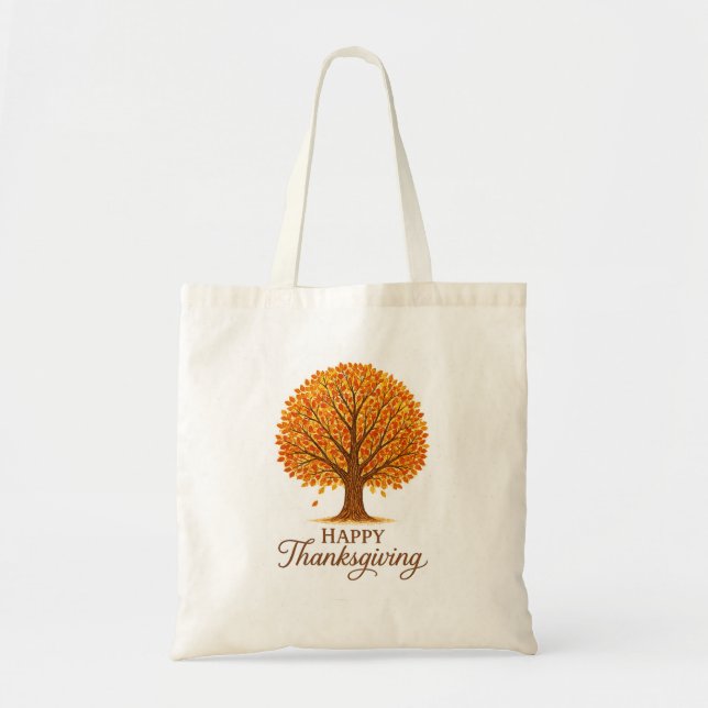 Tote Bag Arbre d'automne cosy Joyeux Thanksgiving  (Devant)