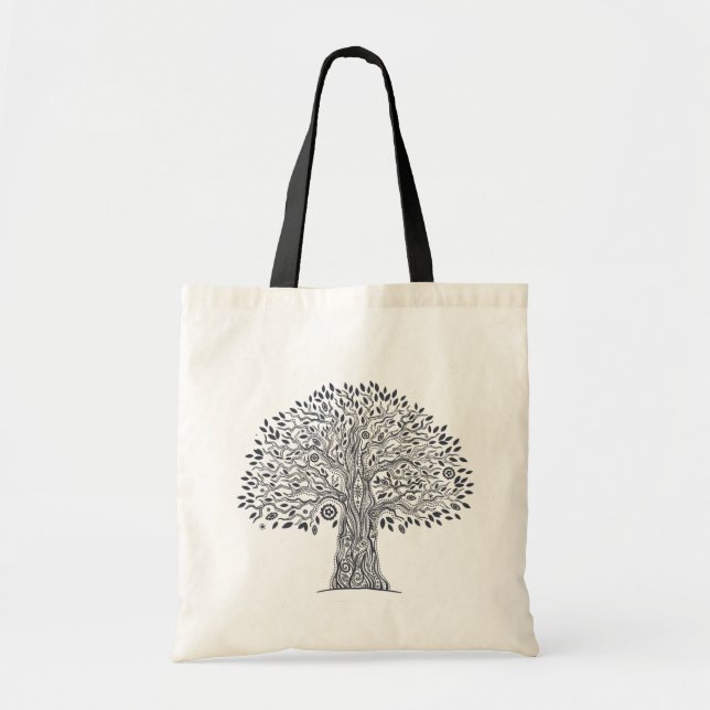 Tote Bag Arbre de griffonnage de la vie (Devant)