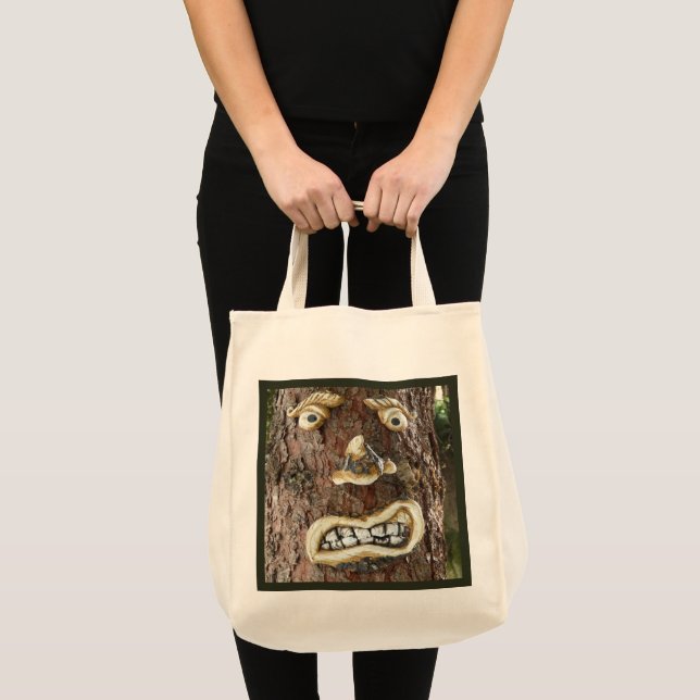 Tote Bag Arbre de Halloween au Visage Encoléré (Devant (produit))