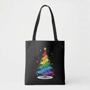 Tote Bag Arbre de Noël arc-en-ciel Fierté LGBT Gay Joyeux N