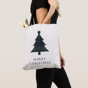 Tote Bag Arbre de Noël bleu et vert de la marine