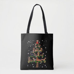 Tote Bag Arbre De Noël De Dachshund Couvert De Lampe De Feu