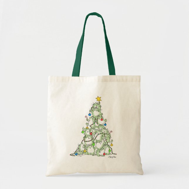 Tote Bag Arbre de Noël de Kitties par Sandra Boynton (Devant)