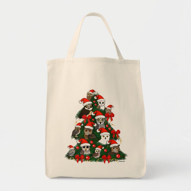 Tote Bag Arbre de Noël des Chouettes (Devant)